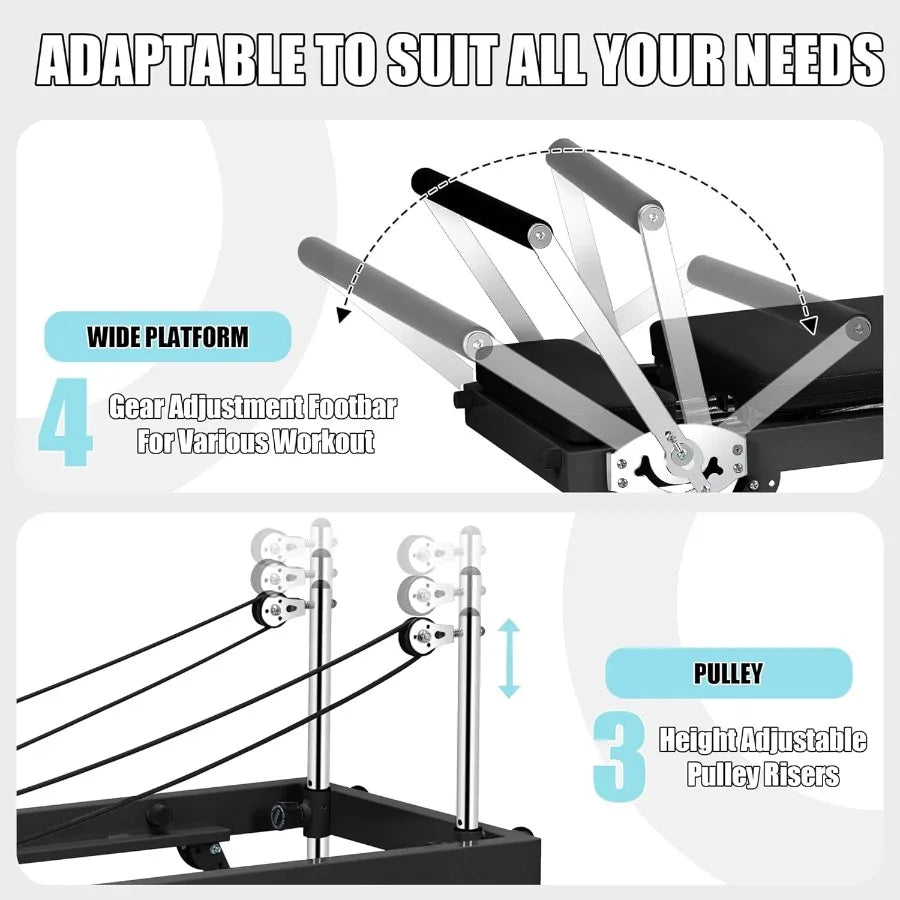 78 Foldable Pilates Reformer Machine for Home Workout with Springs and Cords Compact and Durable Reformer Set Suitable for Up