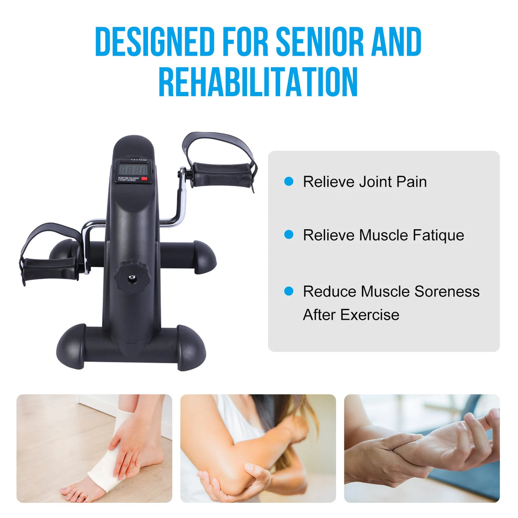 Stepper Exercise Bike LCD Screen Portable Multi-Function Foot Pedal Exerciser Peddler for Leg Arm and Knee Trainer Home Office