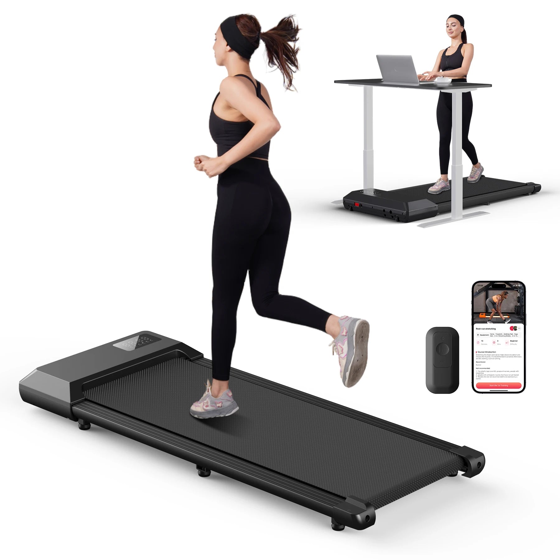 300lbs Treadmill for Home 2.5HP Treadmills Walking Pad LCD Digital Data Display 2in1 Walking Running Fitness Exercise Machine