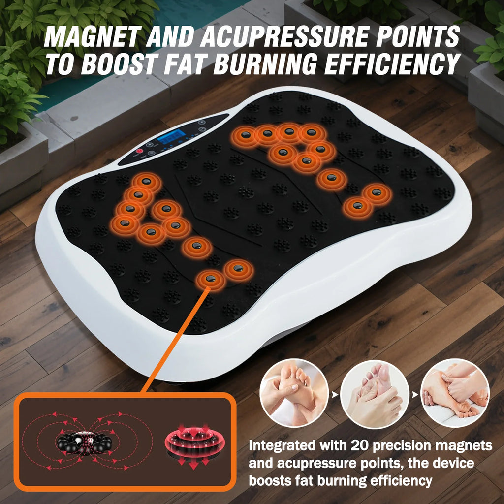 Full-Body Vibration Plate Exercise Machine Fitness Equipment Workout 330lbs Weight Loss with Resistance Bands Remote Control