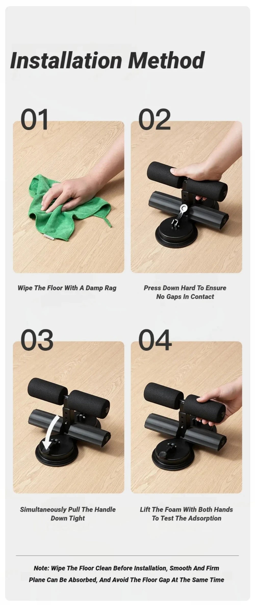 Adjustable Abdominal Sit up Equipment with Suction Cups Ankle Support Fitness Workout Sports Exercise Aids for Home Indoor Use