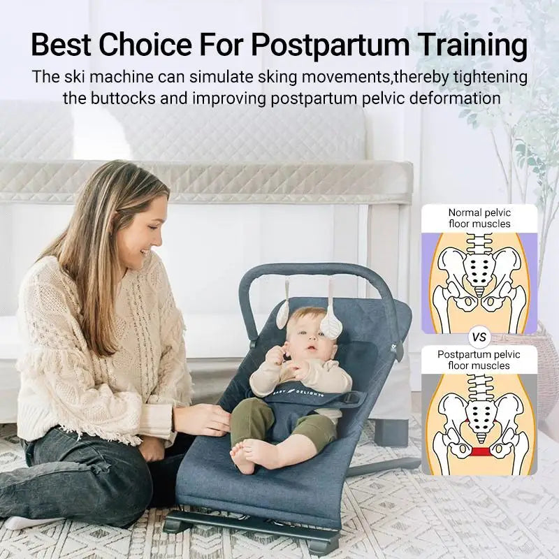 Foldable 3-in-1 Ski Trainer: Leg, Pelvic & Hip Strengthener for Postpartum Women, Home Gym Equipment"