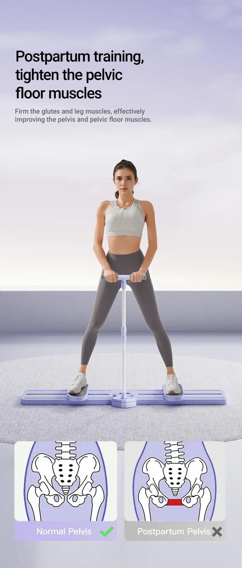 Foldable 3-in-1 Ski Trainer: Leg, Pelvic & Hip Strengthener for Postpartum Women, Home Gym Equipment"