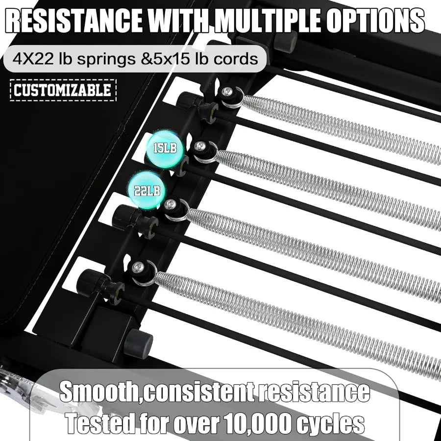 78 Foldable Pilates Reformer Machine for Home Workout with Springs and Cords Compact and Durable Reformer Set Suitable for Up