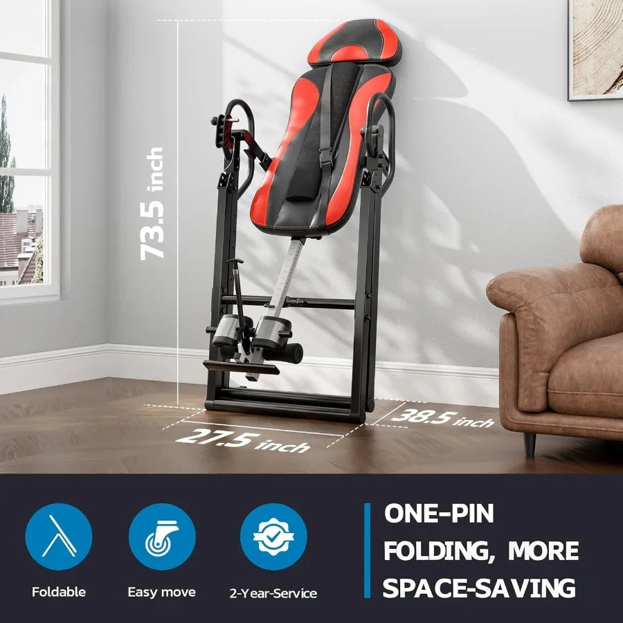 ITX360 Inversion Table for Back Pain Relief in Home and Office Settings 2025 Foldable Design with Removable Lumbar Support and