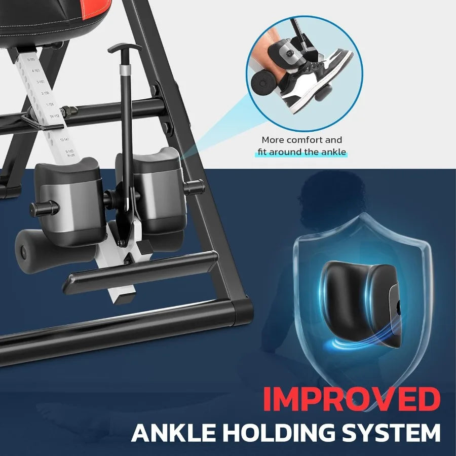 ITX360 Inversion Table for Back Pain Relief in Home and Office Settings 2025 Foldable Design with Removable Lumbar Support and