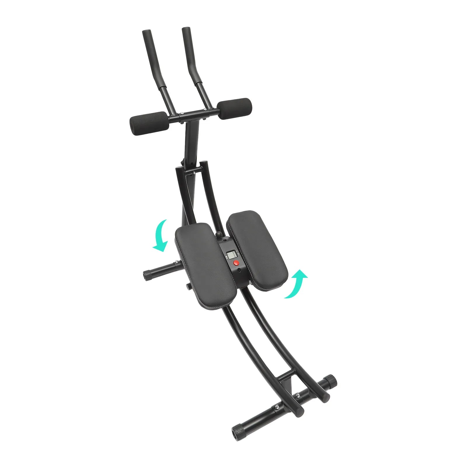 Ab Machine Foldable Abdominal Exercise Equipment Carbon Steel Foam ABS Black 3 Gears 0-180° Rotation LED Display Home Gym