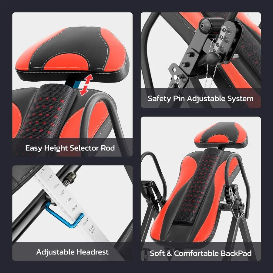 ITX360 Inversion Table for Back Pain Relief in Home and Office Settings 2025 Foldable Design with Removable Lumbar Support and