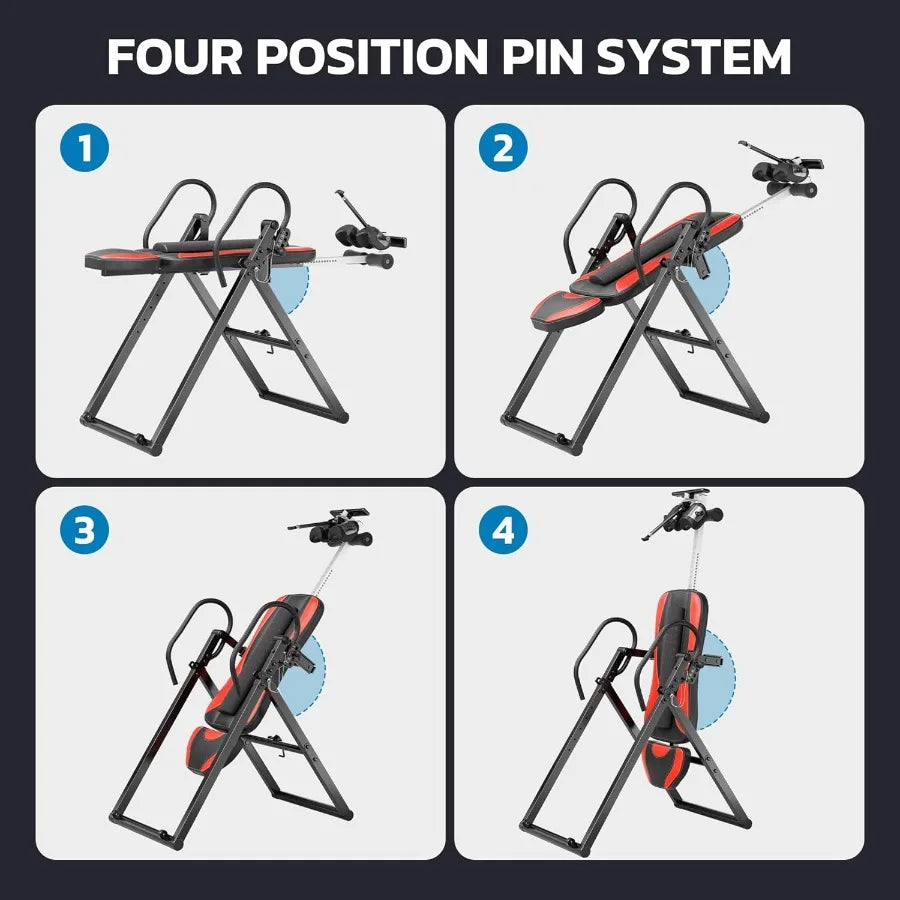 ITX360 Inversion Table for Back Pain Relief in Home and Office Settings 2025 Foldable Design with Removable Lumbar Support and