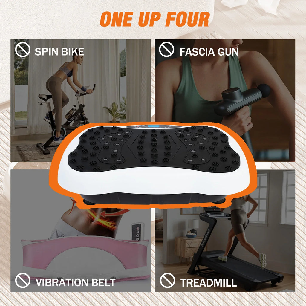 Full-Body Vibration Plate Exercise Machine Fitness Equipment Workout 330lbs Weight Loss with Resistance Bands Remote Control