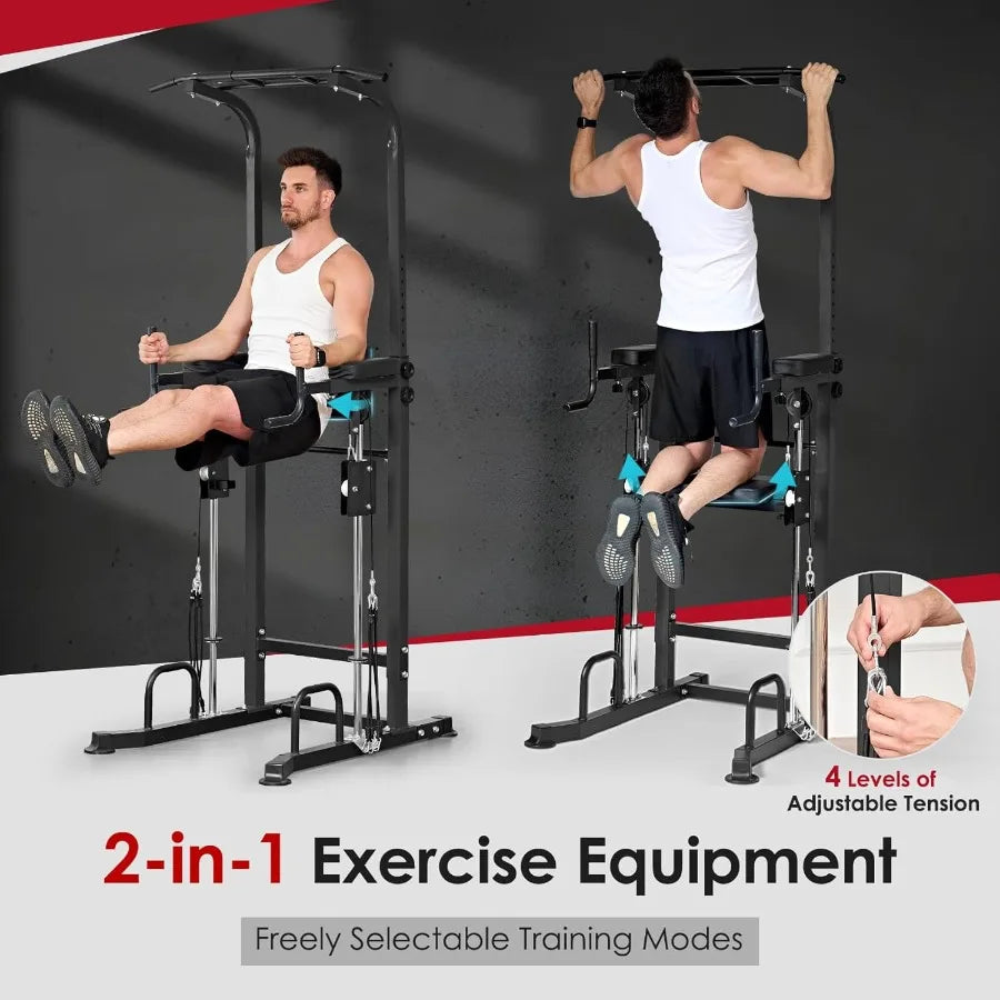 Power Tower Dip Station Pull Up Bar for Home Gym Multi-Function Adjustable Height Strength Training Workout Equipment